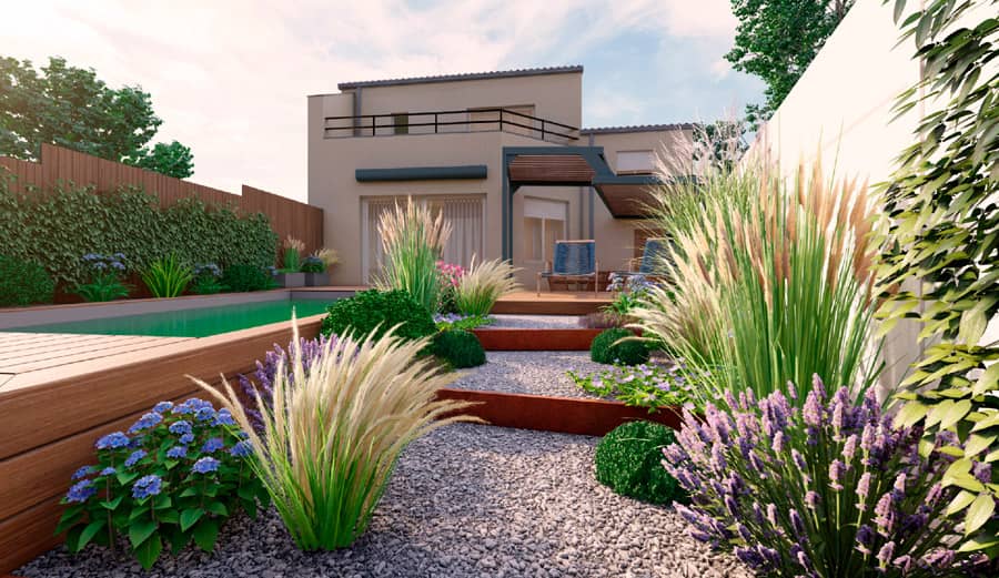 Aménagement de jardin avec piscine Le Bouscat